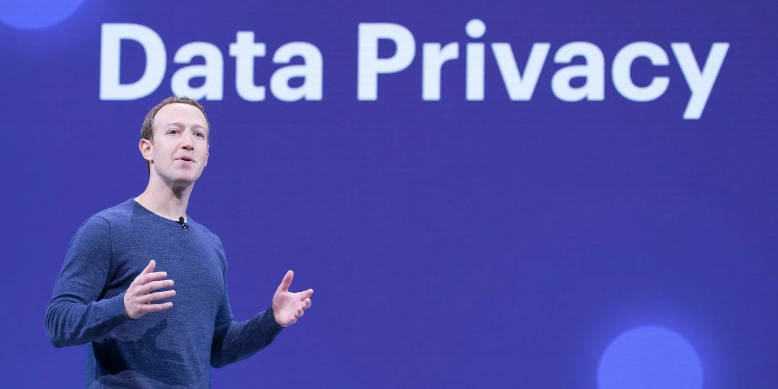 mark zuckerberg speaking at facebook event about data privacy