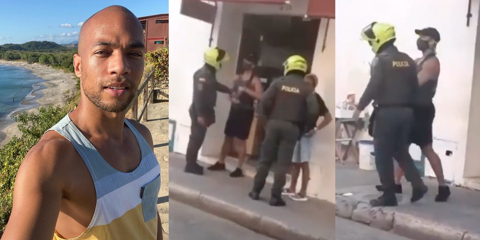 Kendrick Sampson shares video of police punching and pulling a gun on him during arrest in Colombia.