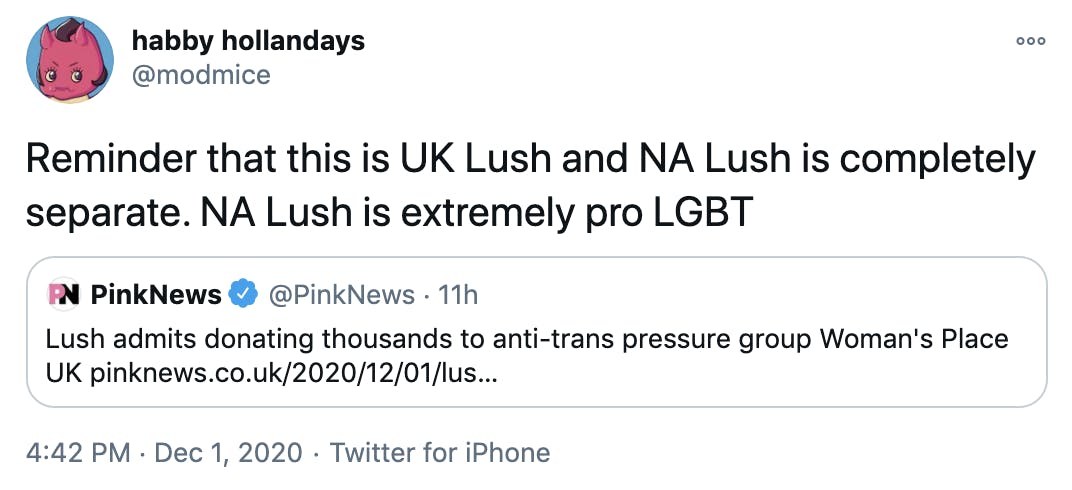 Reminder that this is UK Lush and NA Lush is completely separate. NA Lush is extremely pro LGBT