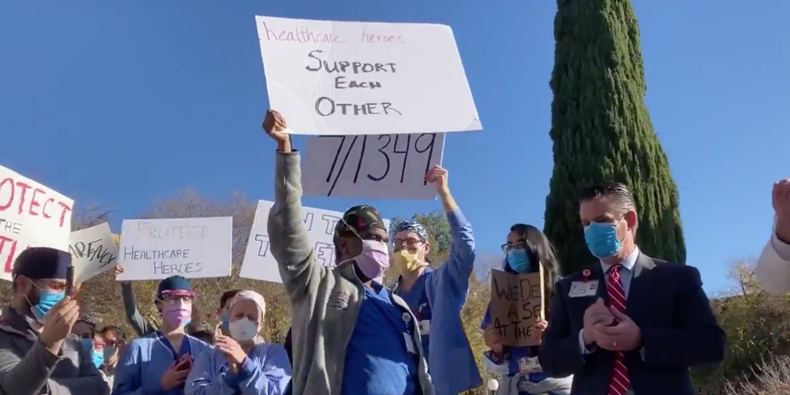stanford hospital protest vaccine video