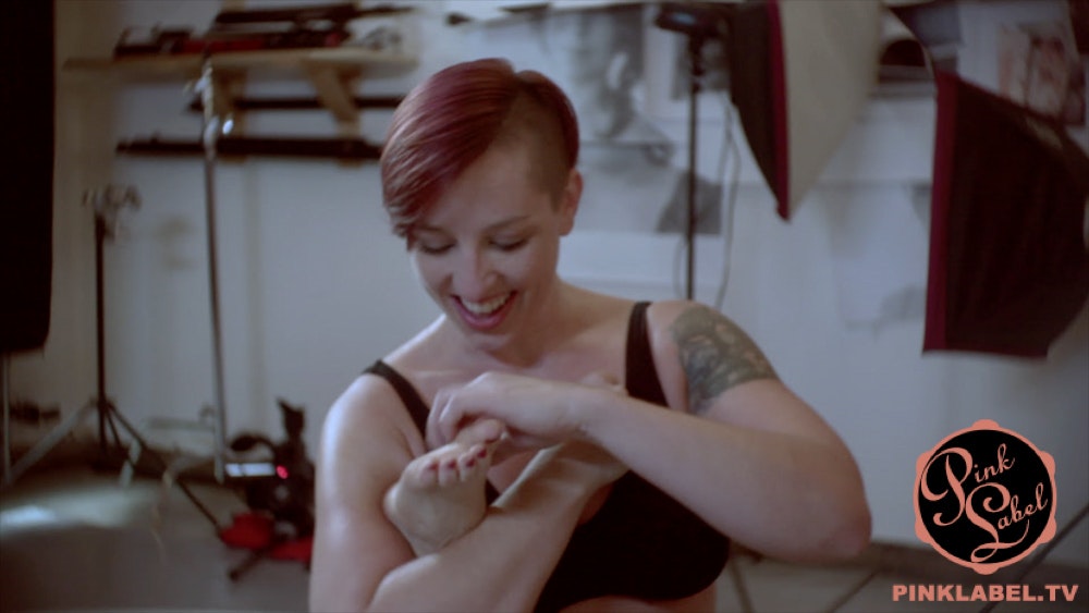 Mistress Kara tickles Juliette March's feet in Tickle Takedown: Full Fight tickle wrestling.
