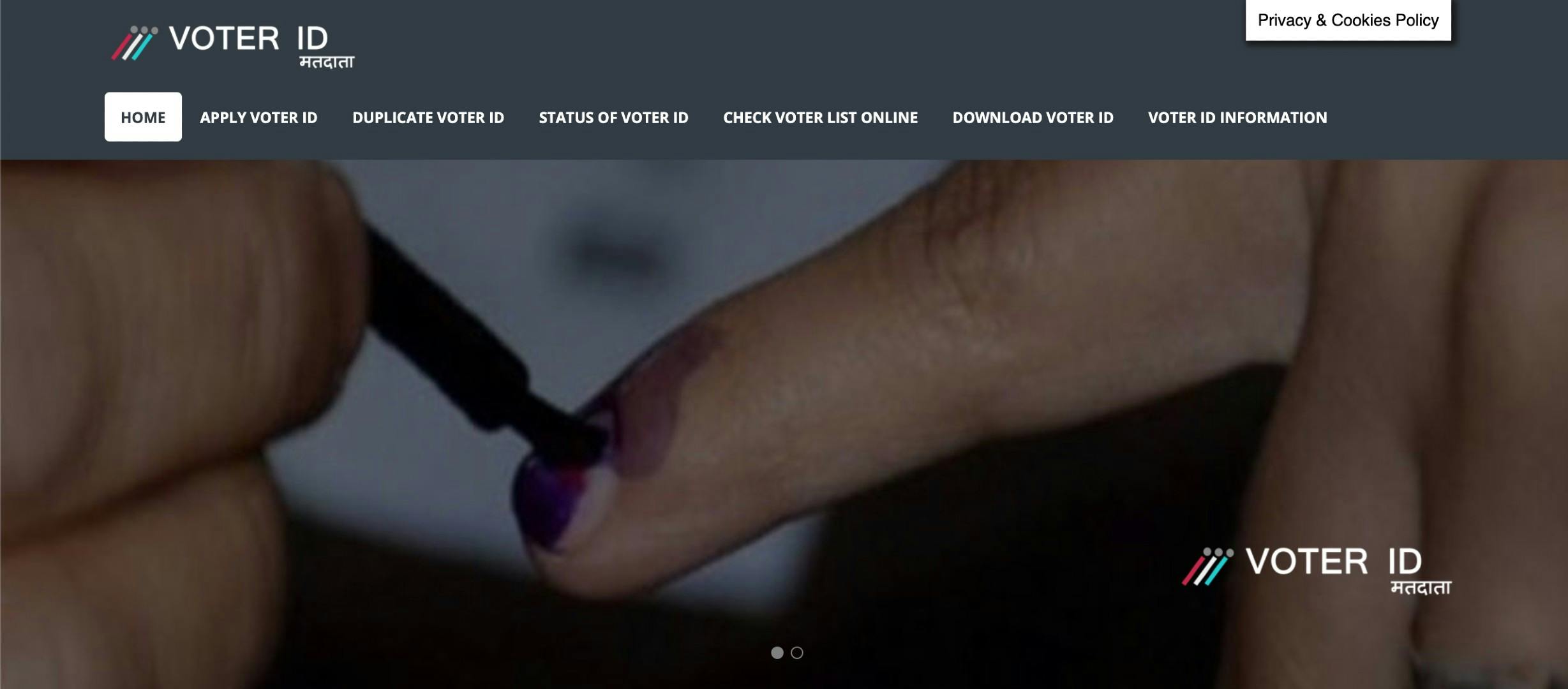 A screenshot of an Indian voter ID site