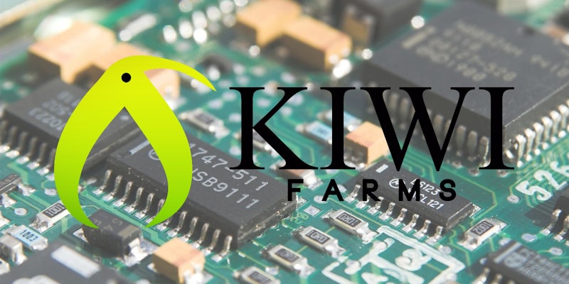 The Kiwi Farms logo over a computer