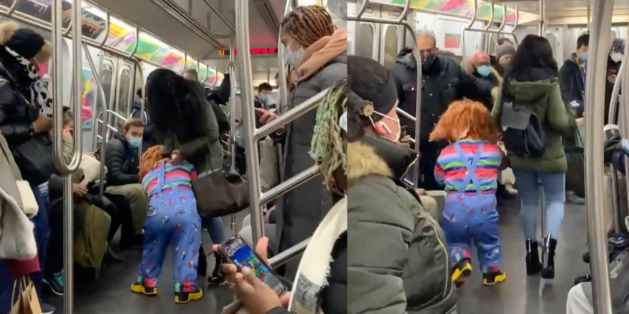 Video shows 'Chucky' attacking a mask-less woman on NYC subway