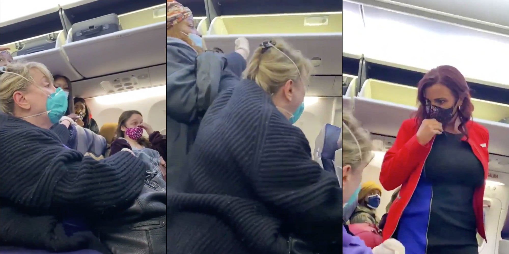 Plane Karen pretends to be injured by Black passenger.