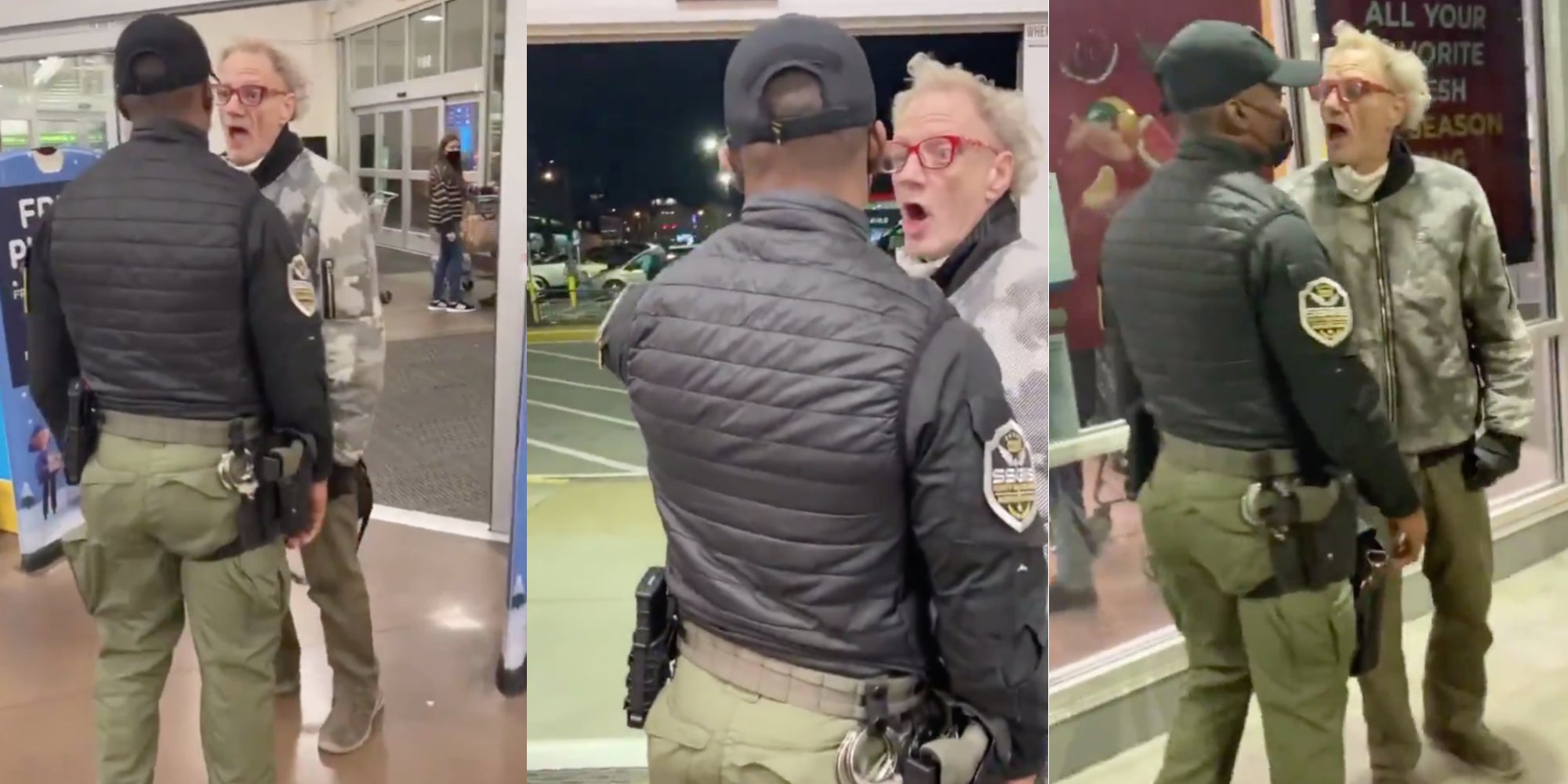 Video shows anti-masker confronting security guard.