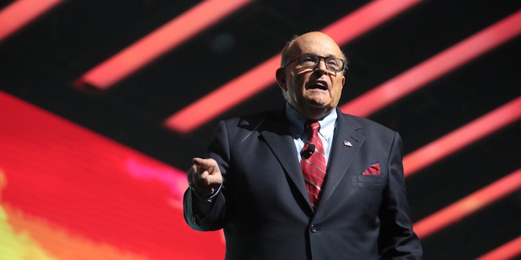 Rudy Giuliani. Dominion Voting Systems filed a lawsuit against Giuliani accusing him of defamation.