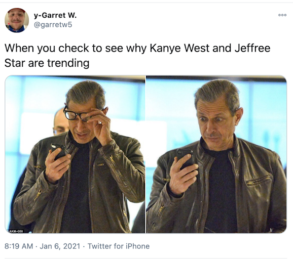 Meme showing surprise at the rumor of Jeffree Star and Kanye West hooking up.