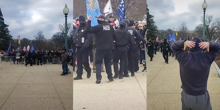 Trump Supporters Cops Barricades
