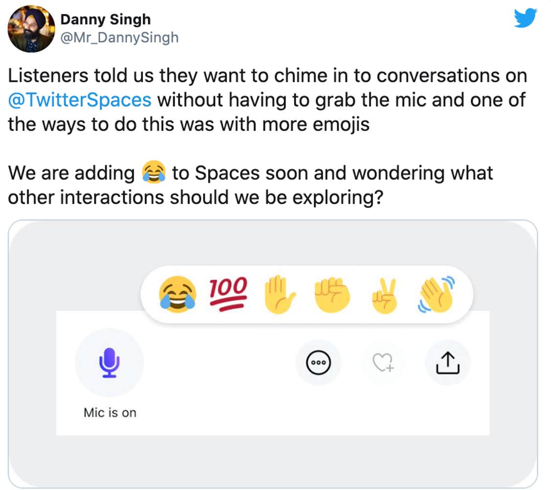 Twitter employee shares emoji features on Twitter Spaces