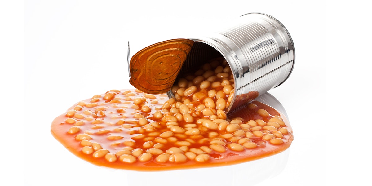 can of beans spilling out