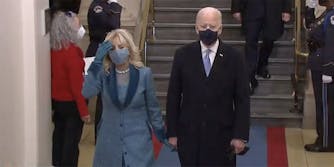 Joe Biden and Jill Biden enter 2021 presidential inauguration.
