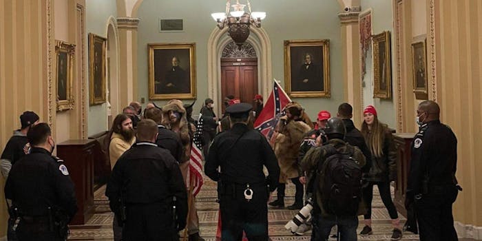 A Confederate flag in the U.S. Capitol building