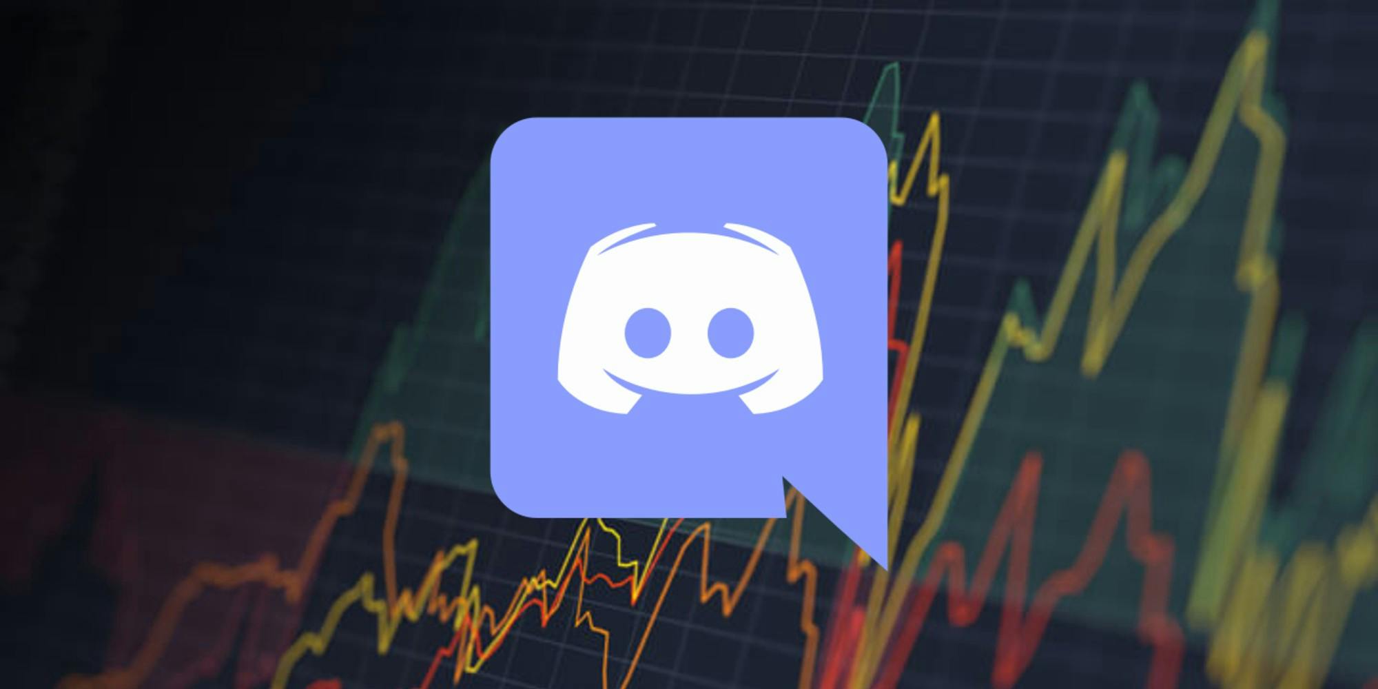 The Discord logo over a stock chart
