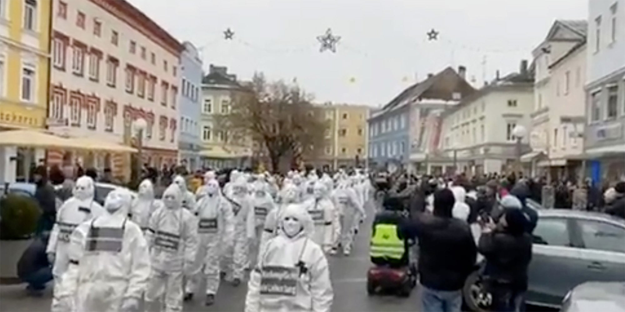 european anti-covid protesters weird flash mob