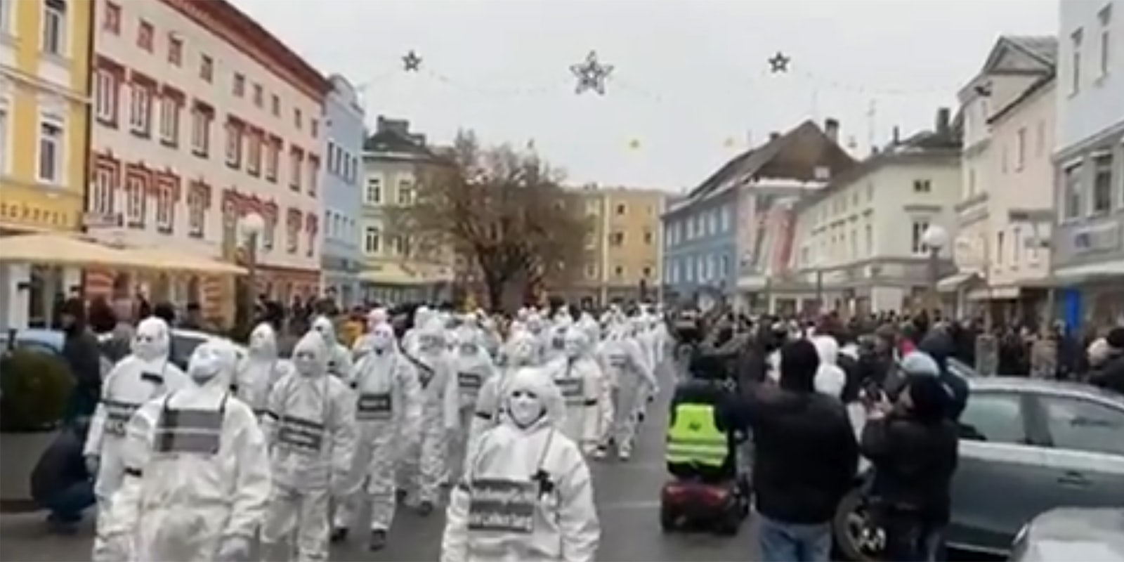 european anti-covid protesters weird flash mob
