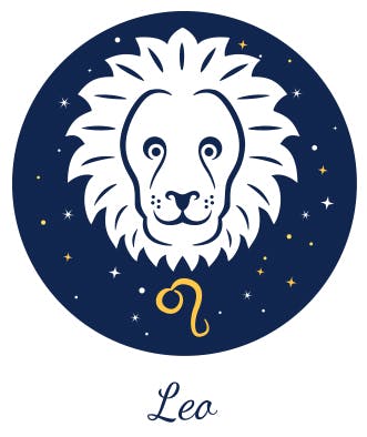 Leo is represented by a lion and a tadpole looking signature.
