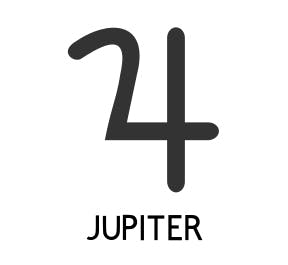 Sign for Jupiter in astrology looks like the number 4.