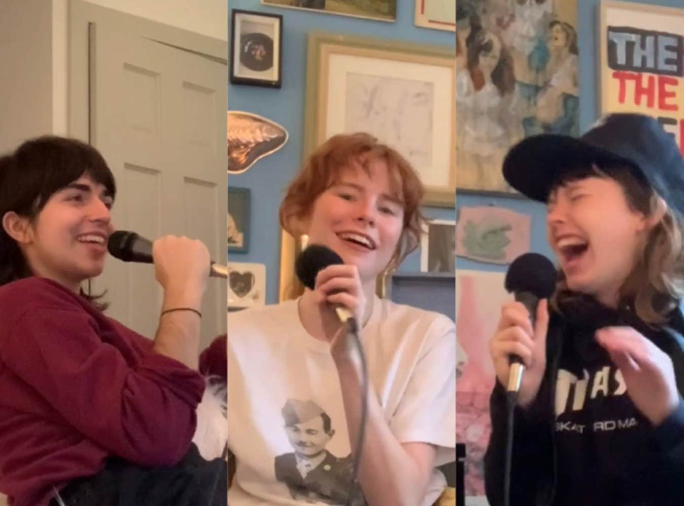 Basil Lee, Maggie Dunleavy, and Gara Lonning (from left to right) recording the EN(BA)BY podcast.