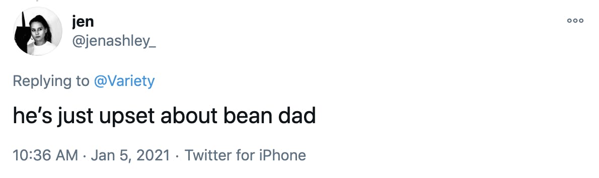 he’s just upset about bean dad
