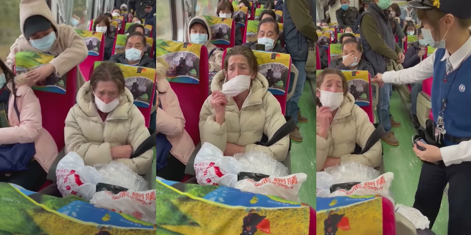 Video shows white 'Karen' in Taiwan refusing to wear mask.