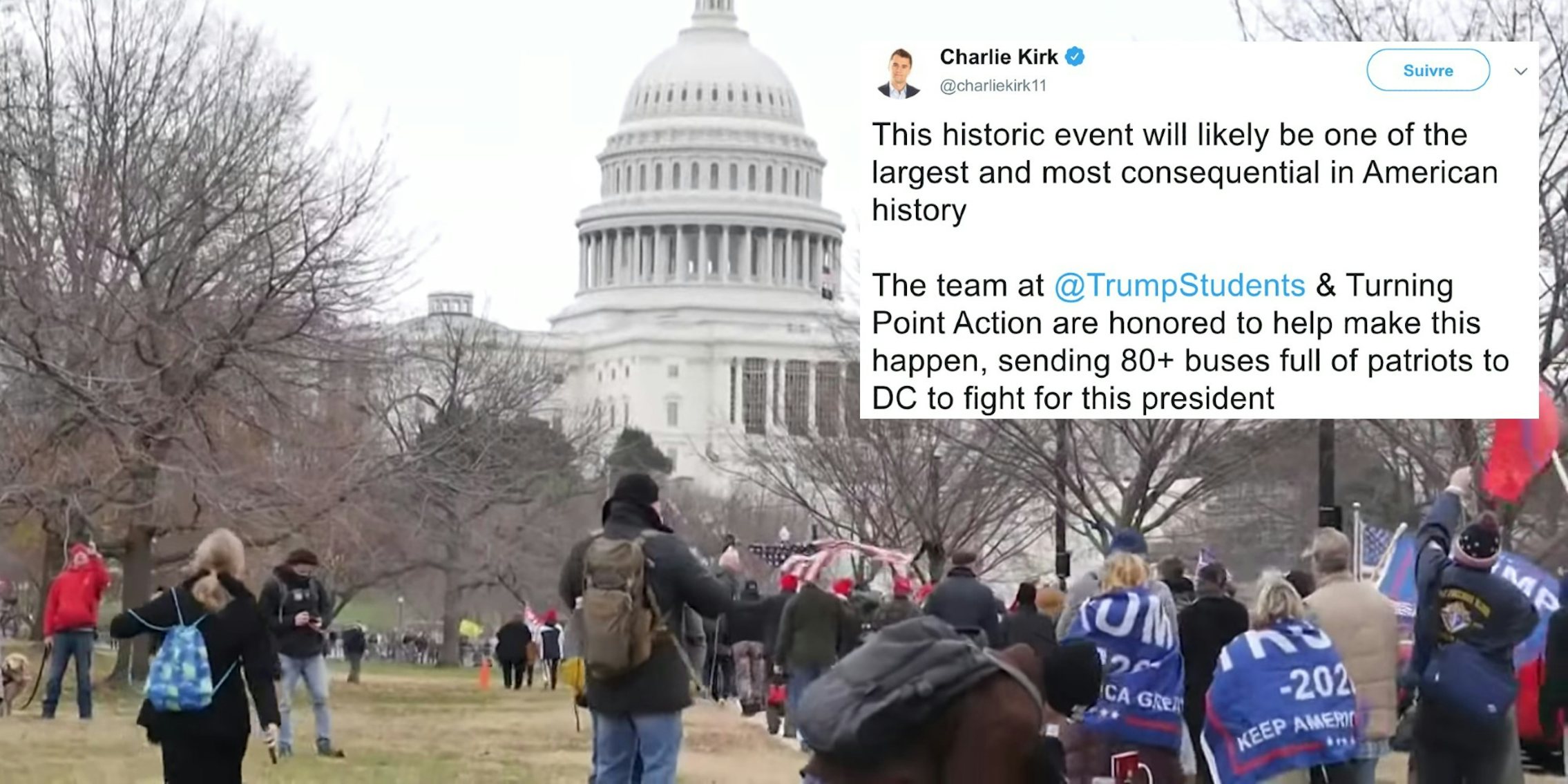 A tweet from Charlie Kirk over the Capitol