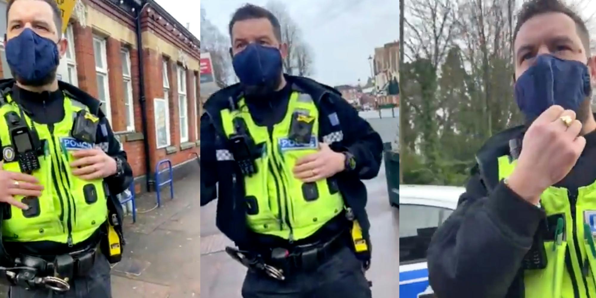 Video shows U.K. police detaining man who wouldn't say his name.
