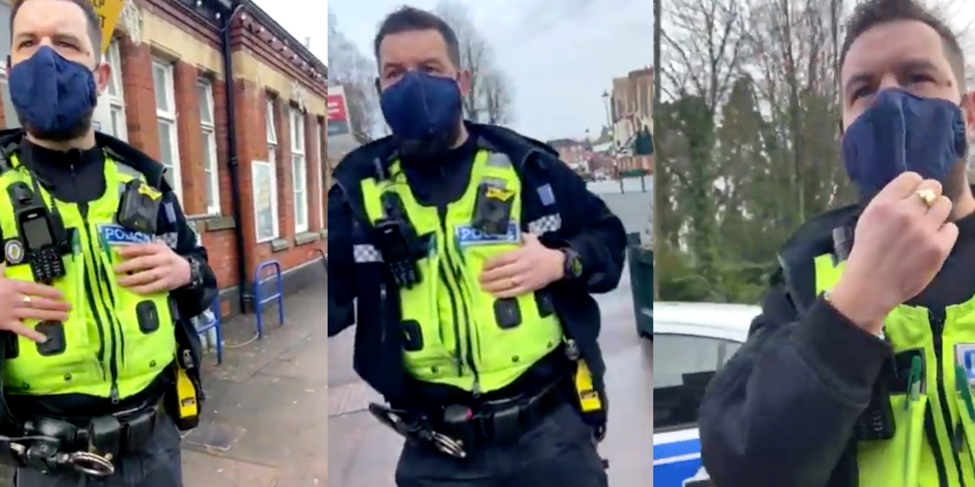 Video shows U.K. police detaining man who wouldn't say his name.