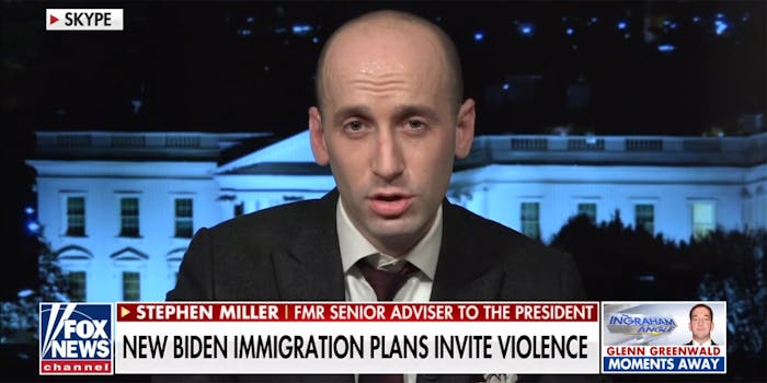 Stephen Miller on Fox News with "New Biden Immigration Plans Invite Violence" chiron