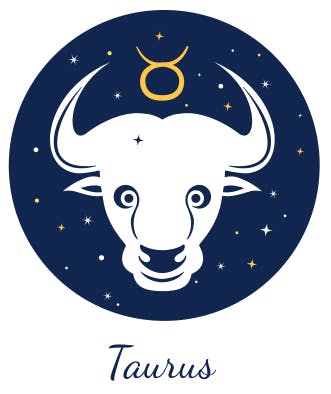 Taurus symbolized by the Bull and a circle with horns.