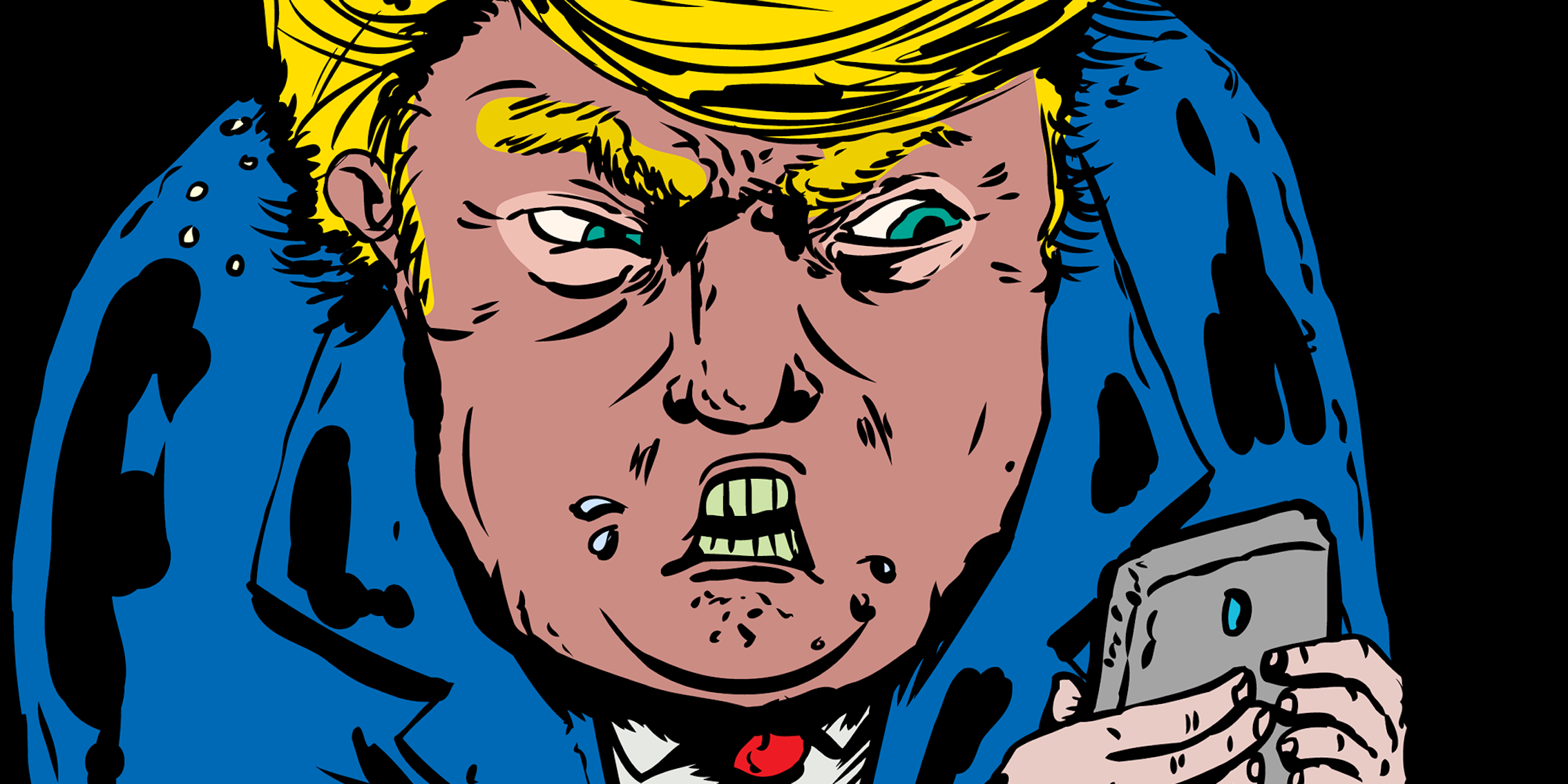 illustration of angry donald trump on phone