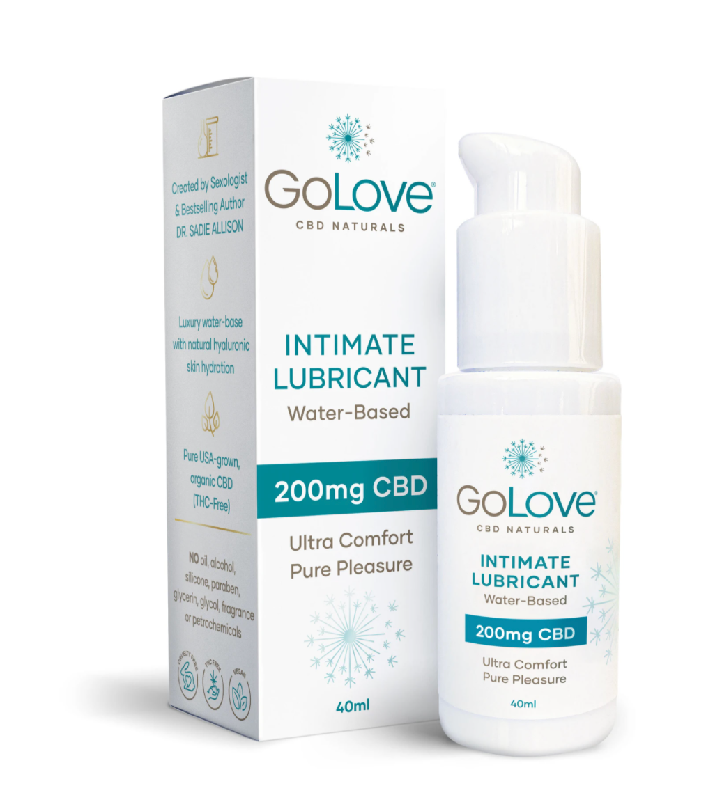 GoLove CBD lube applicator bottle and box.