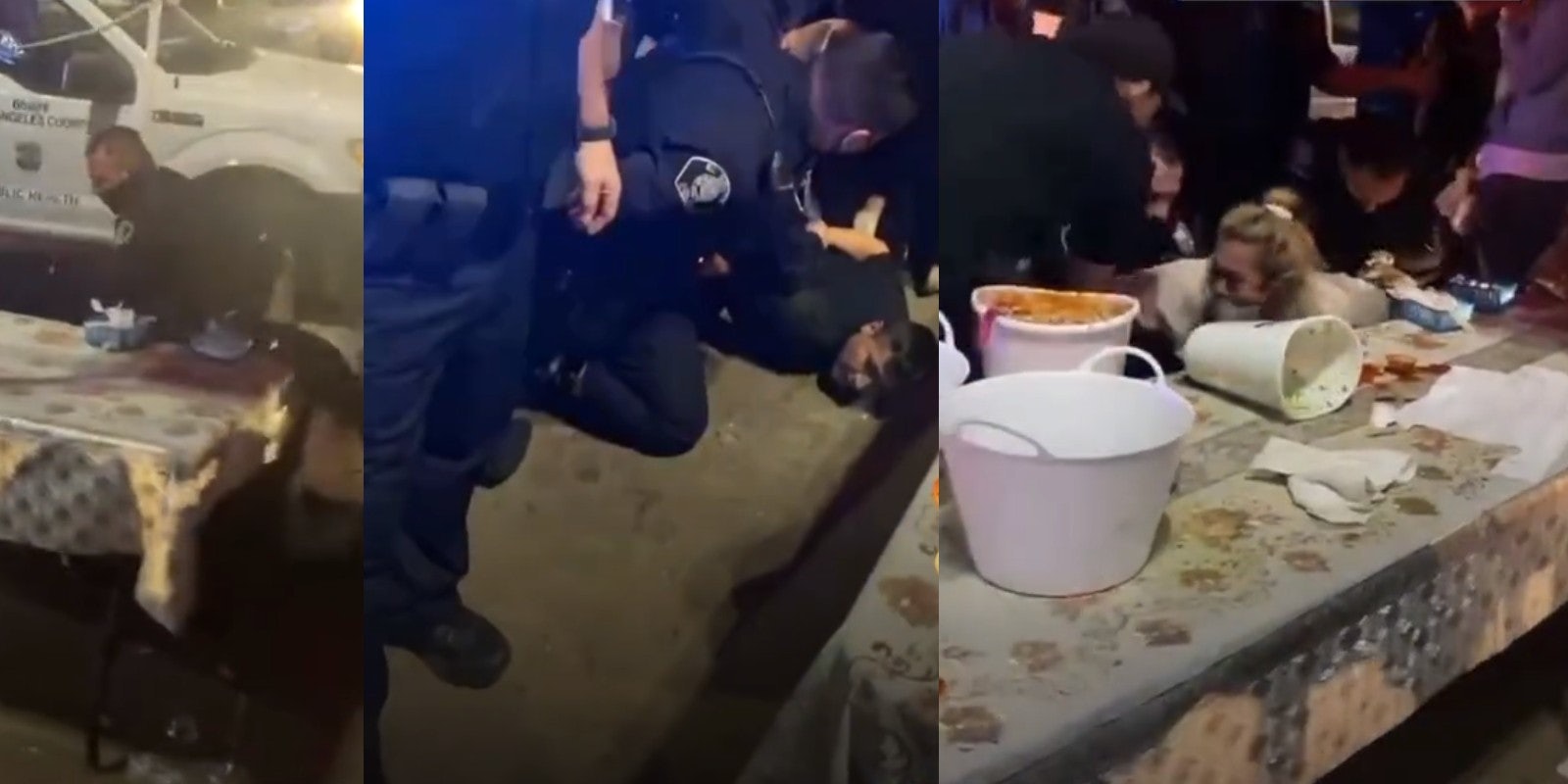 Video shows police beating a Hispanic couple outside a street food stall