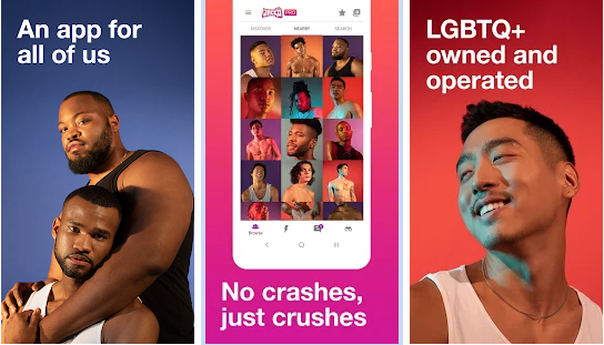 Gay hookup app Jack'd shows a diverse sample of profiles