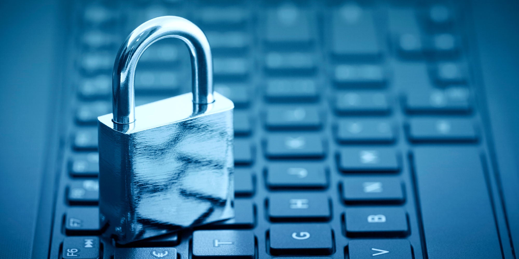 A padlock on a keyboard, symbolizing data privacy.
