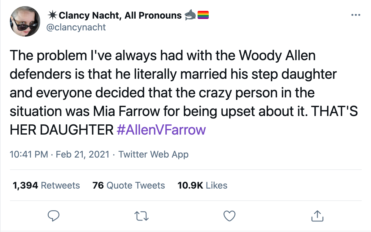 allen v farrow clancy nacht tweet