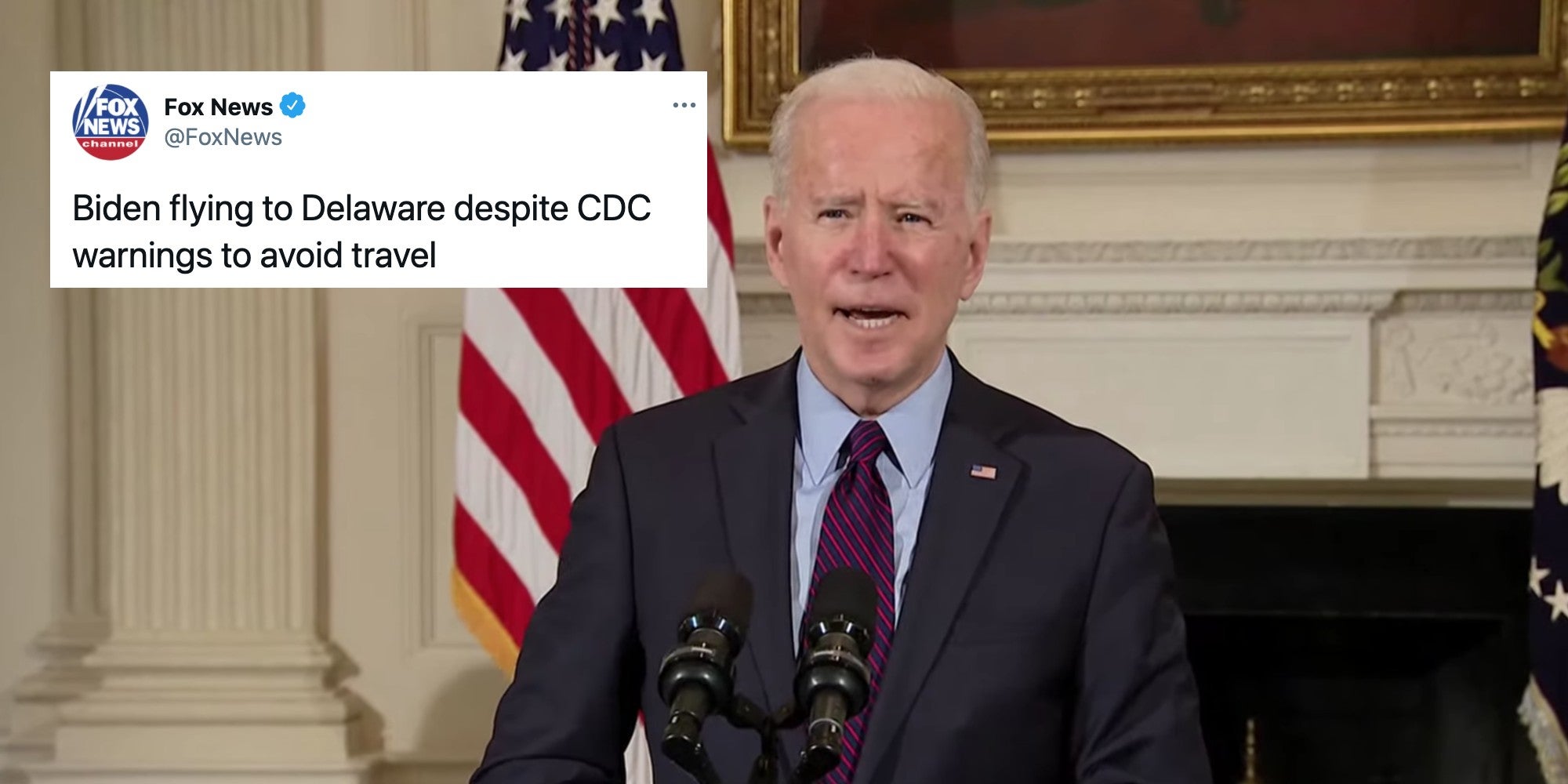 President Joe Biden and a tweet from Fox News