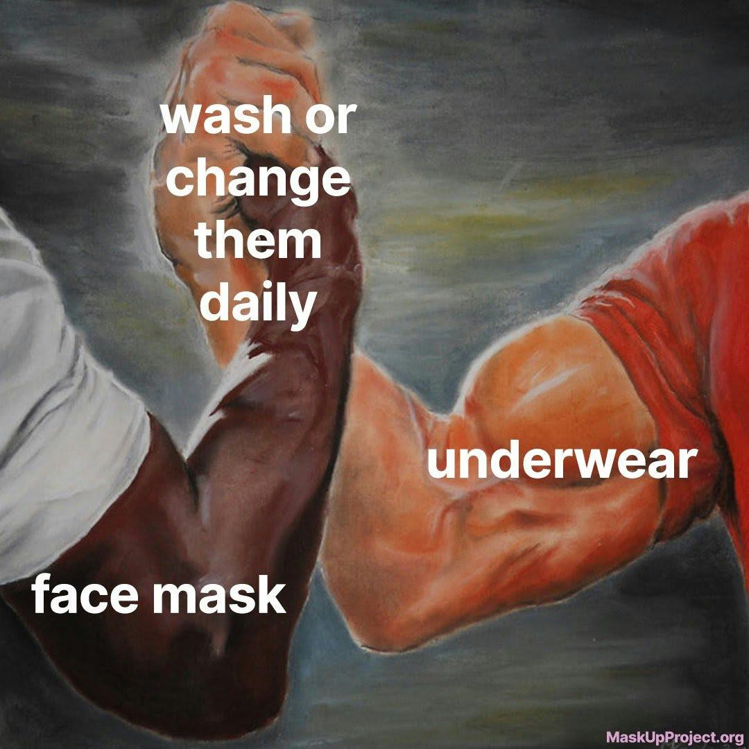 mask up arm wrestling meme