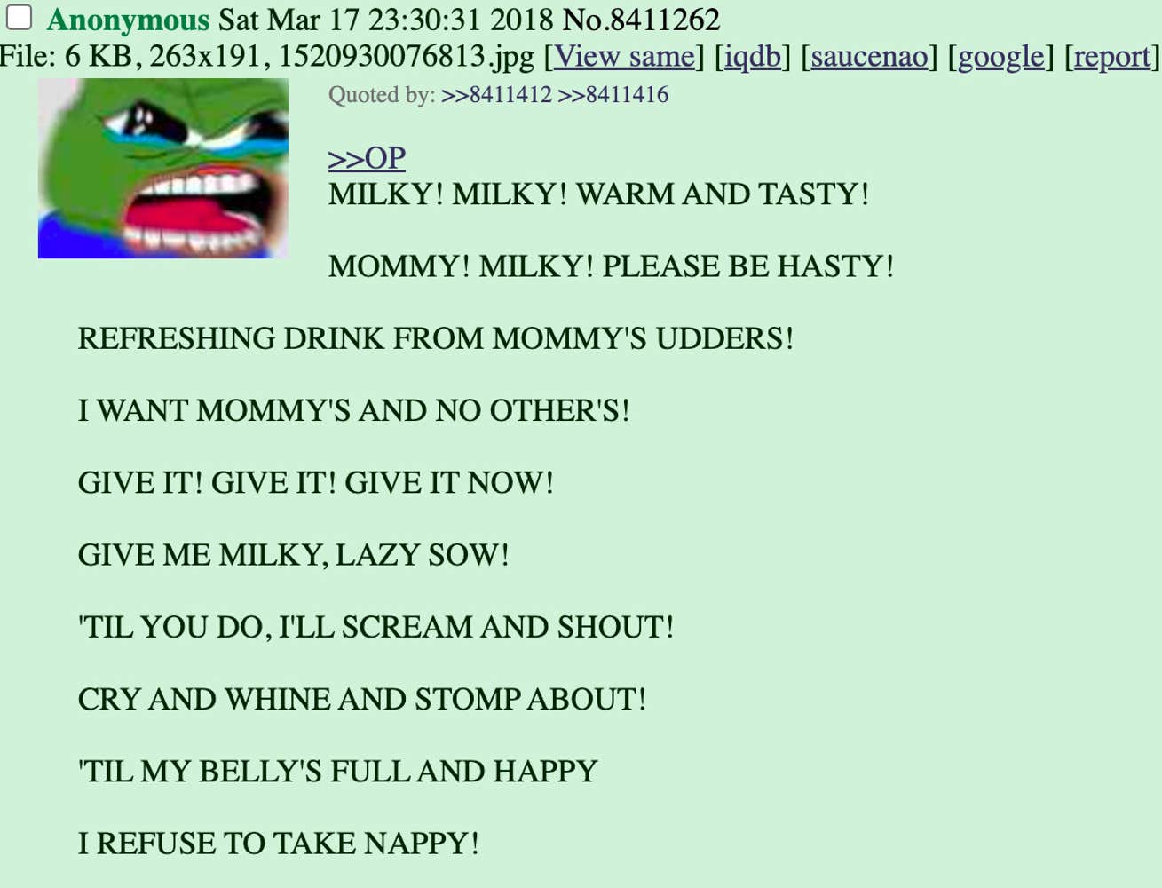 milky milky warm and tasty copypasta meme