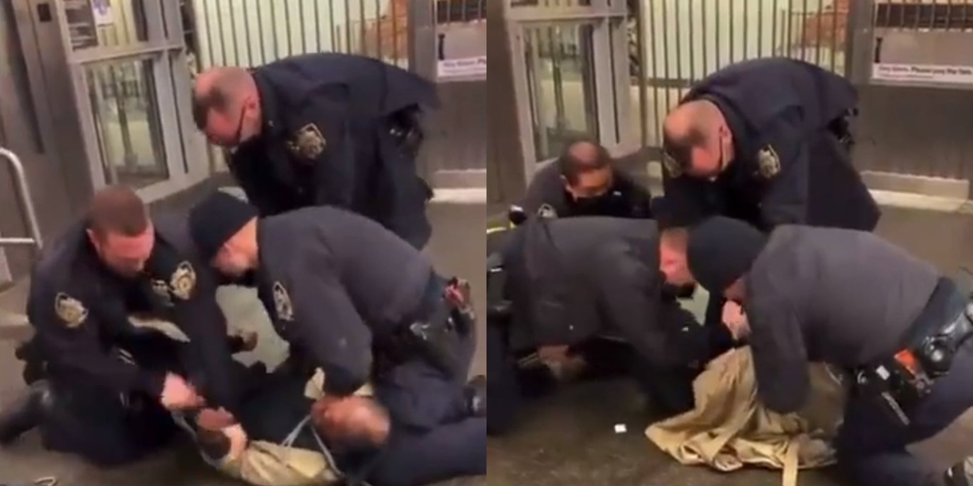 NYPD officers punch subdued man