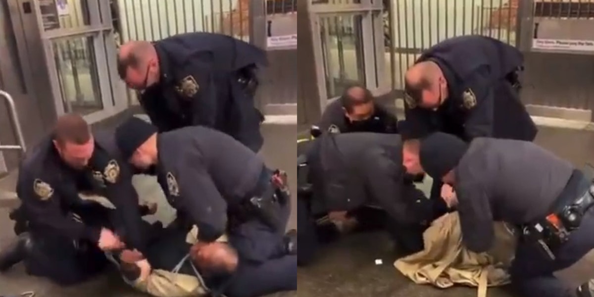 NYPD officers punch subdued man