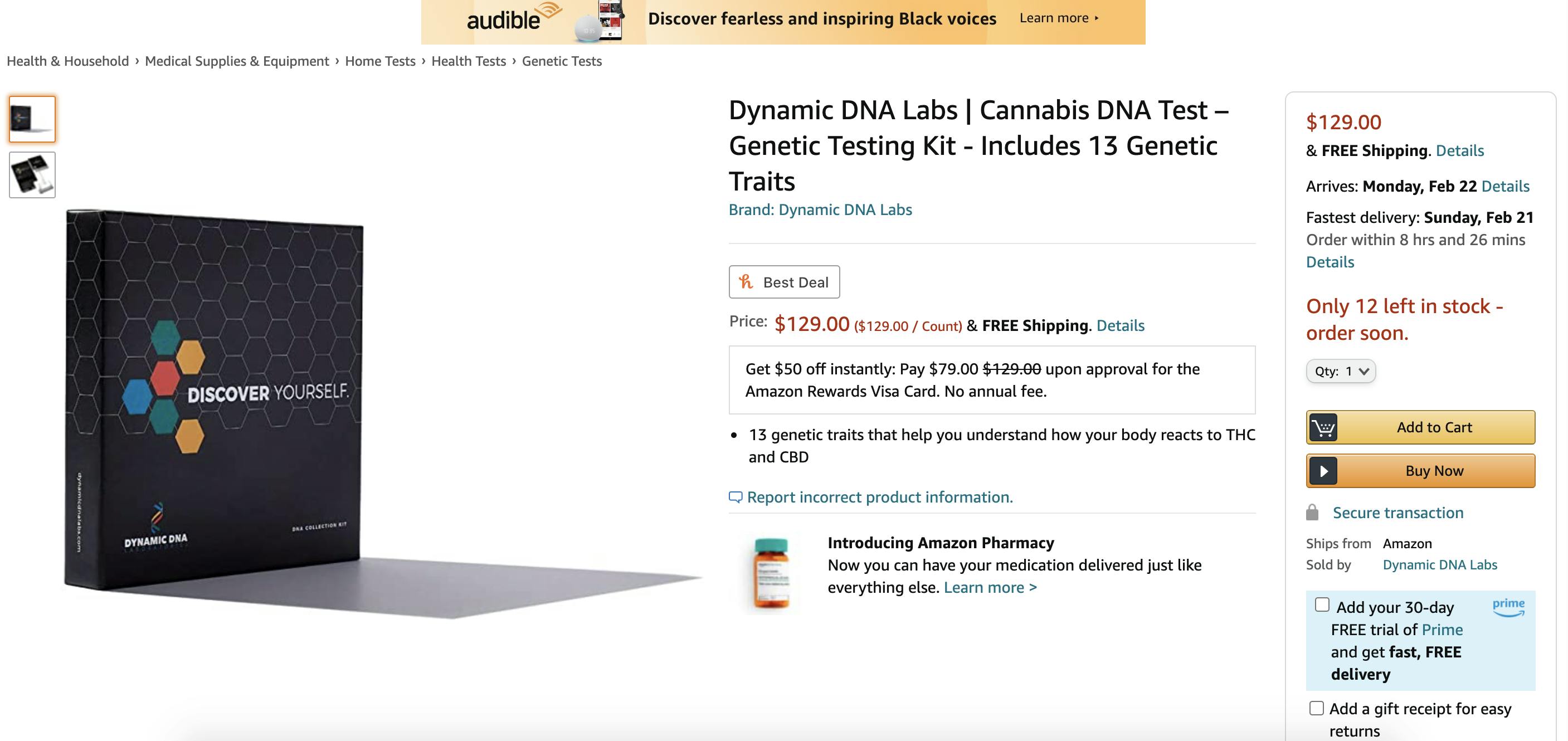 Dynamic DNA Laboratories cannabis test for sale on Amazon