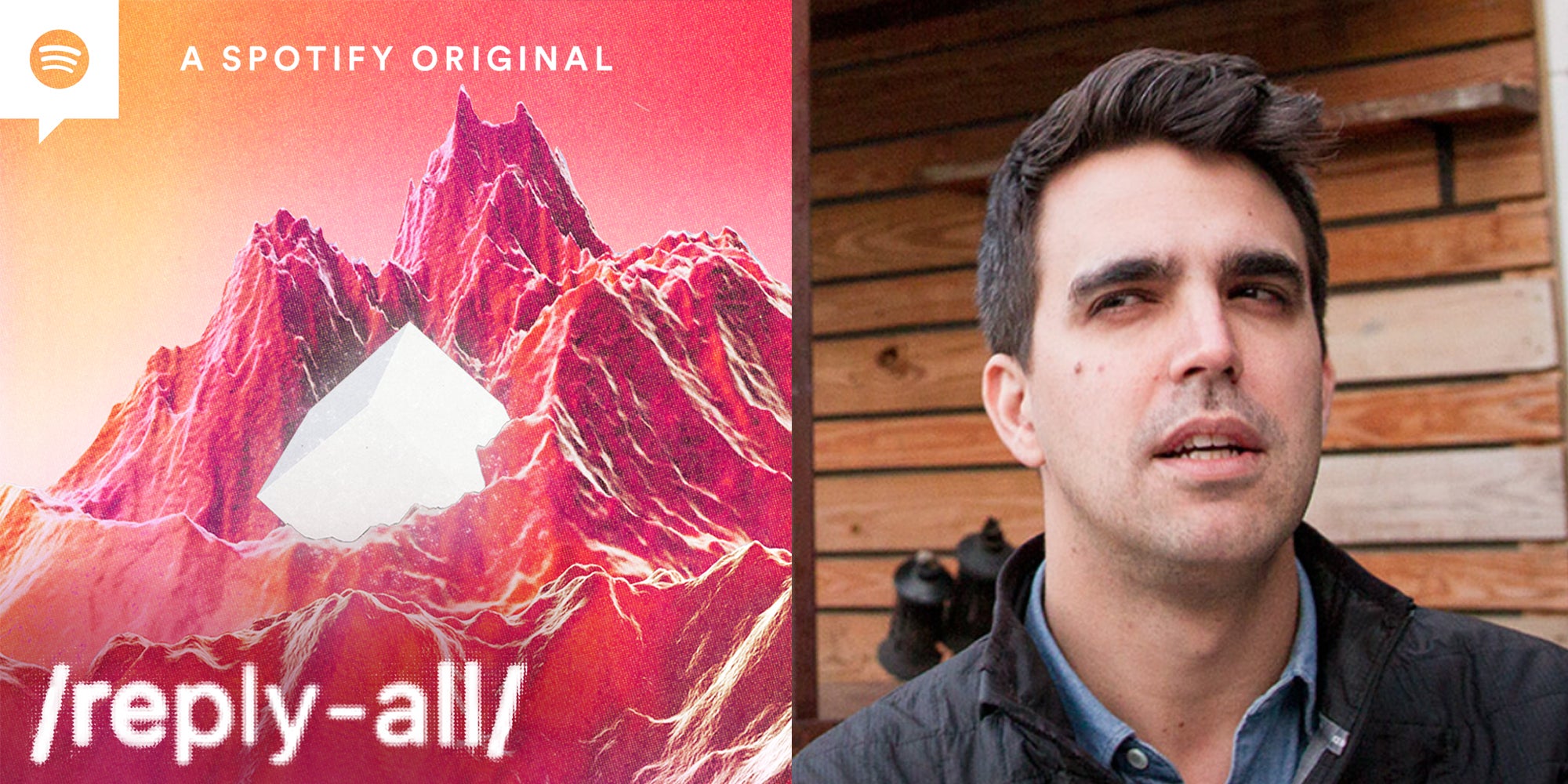 reply-all podcast logo with photo of jake vogt
