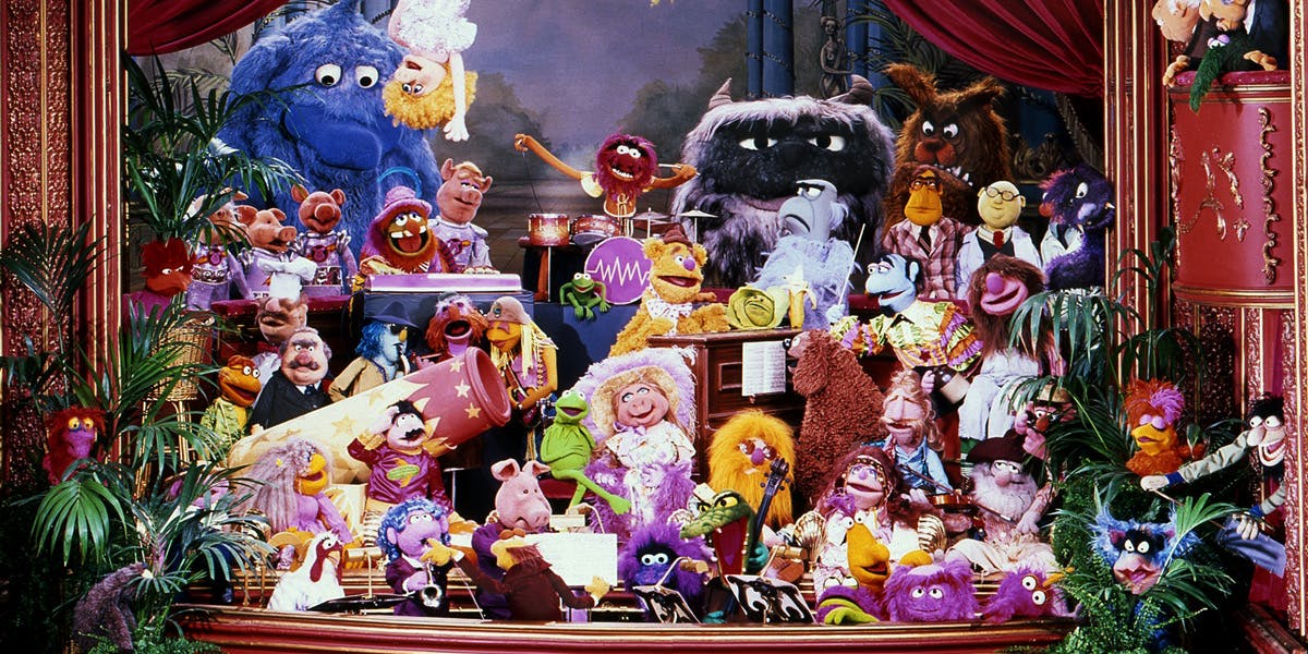 a group of muppets on stage for the muppet show