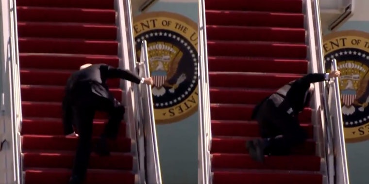 President Joe Biden falling while boarding Air Force One
