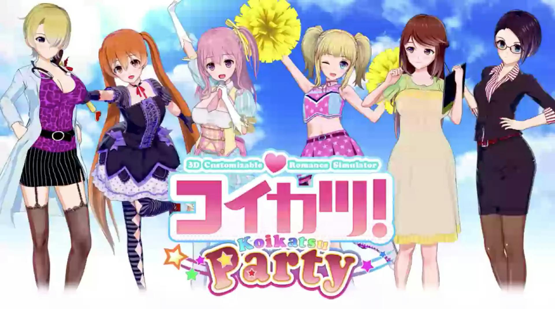 A promotional image for Koikatsu Party with six anime girls.