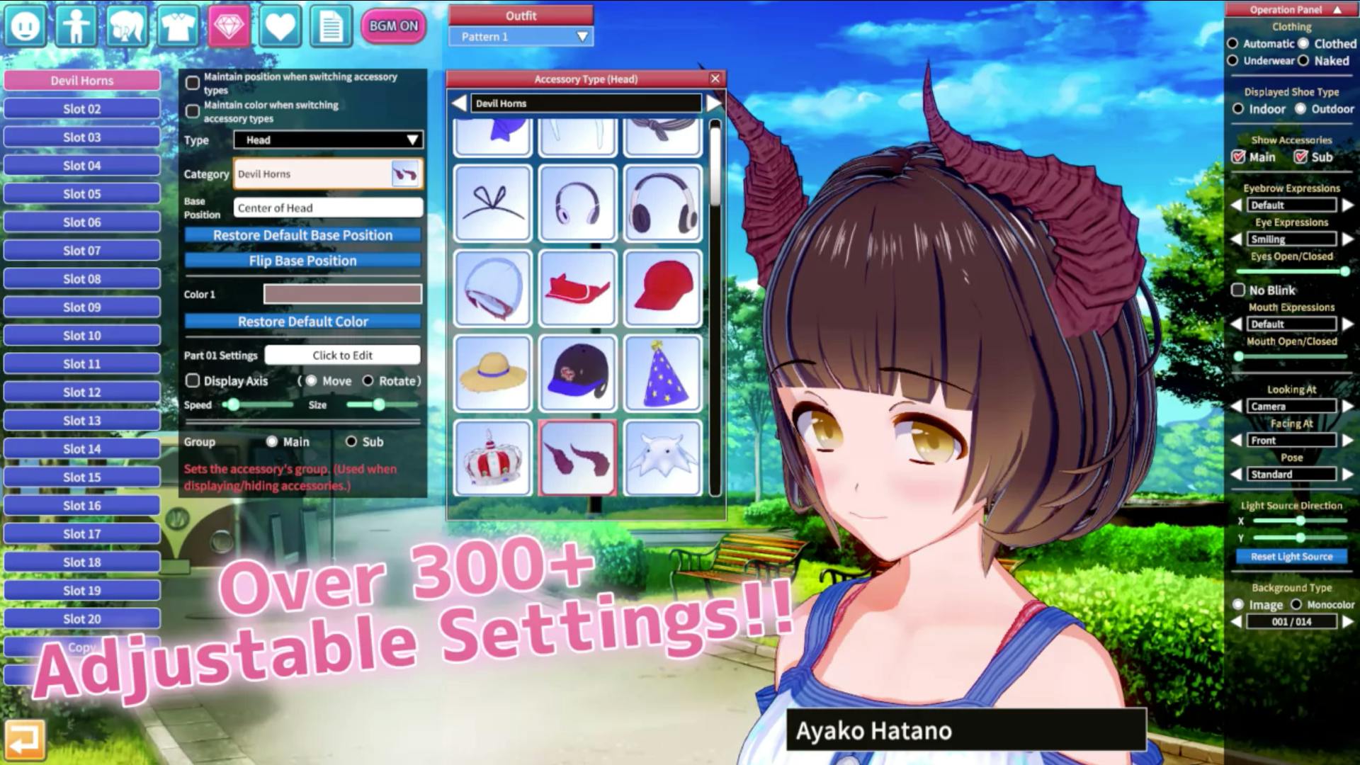 A screenshot of Koikatsu Party's character creation system.