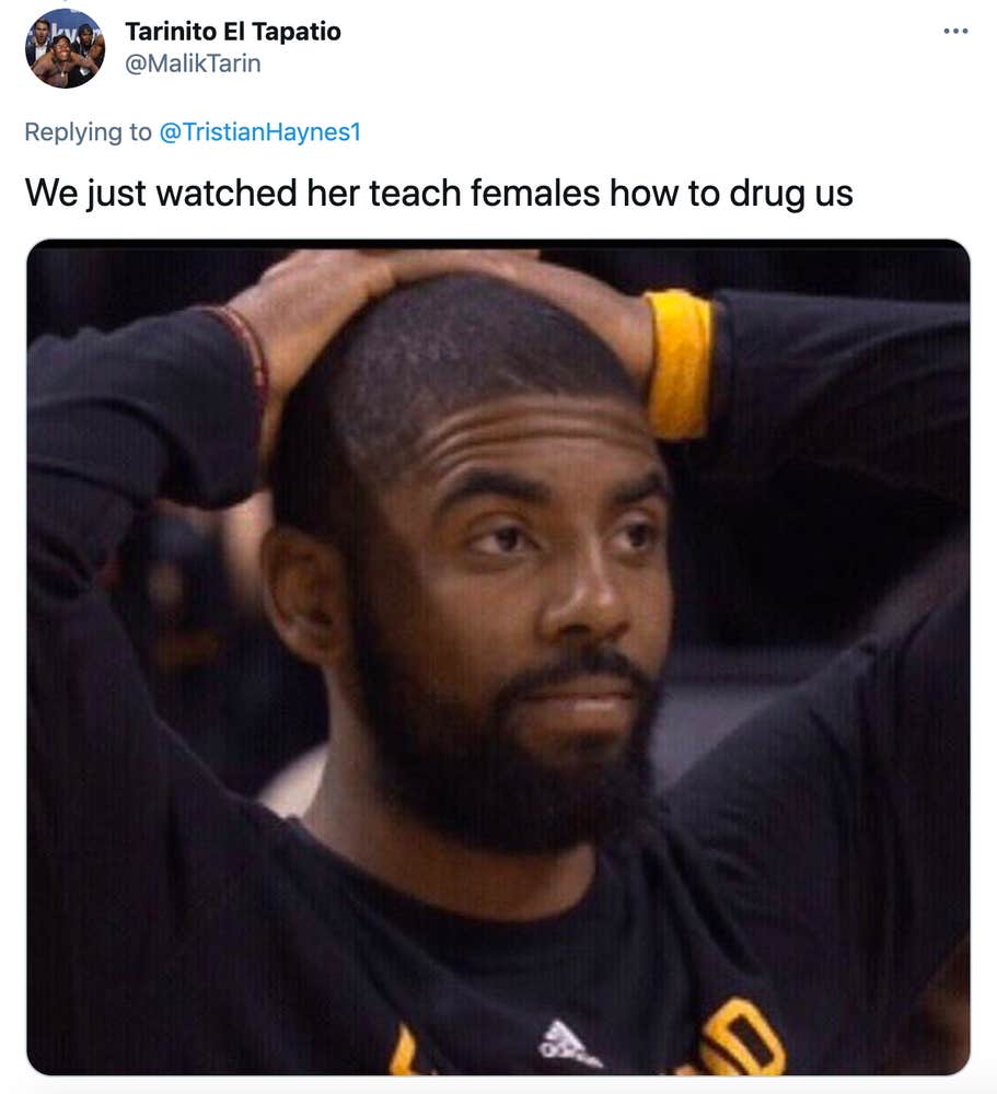 "We just watched her teach females how to drug us`' A Black man had his hands on the back of his head looking despairing