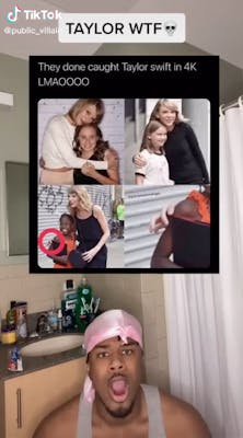 tiktok featuring screenshot of taylor swift with young fans
