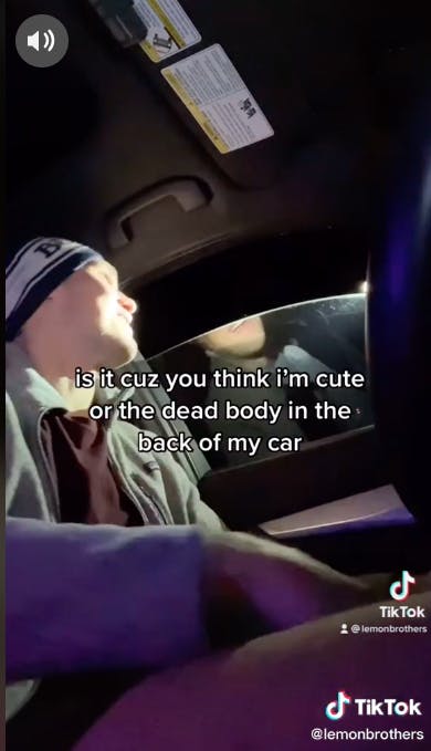 tiktoker telling cop he has dead body in the back of his car